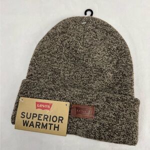 Levi's Marl Brown Knit Winter Beanie Superior Warmth Cabincore GorpCore Outdoor